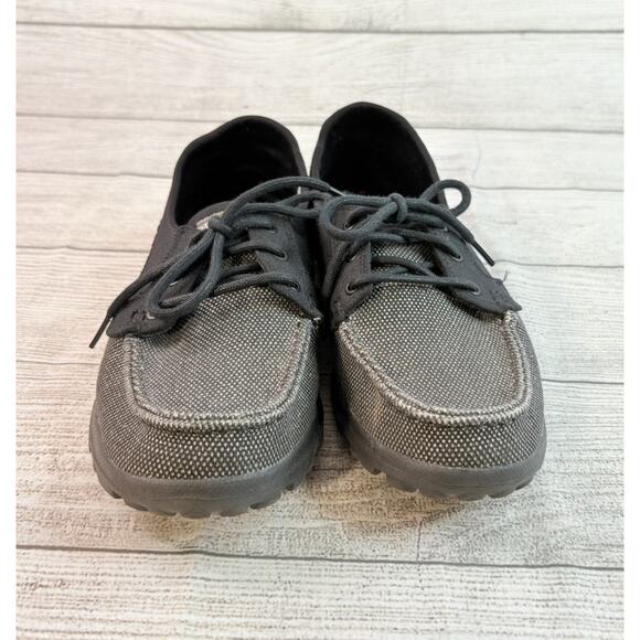 SKECHERS Women’s On the Go Canvas Boat Shoes Black Gold Shimmer Size 10 - Picture 6 of 10